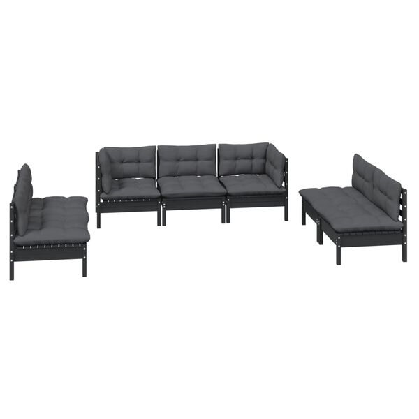 vidaXL 7 pcs conjunto lounge jardim c/ almofad&otilde;es pinho maci&ccedil;o