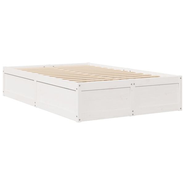 vidaXL Cama sem colch&atilde;o 120x200 cm madeira de pinho maci&ccedil;a branco