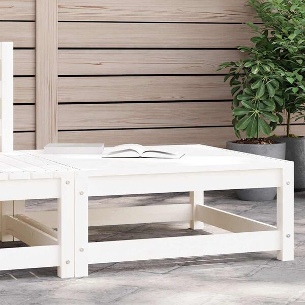 vidaXL Apoio de p&eacute;s para jardim 70x70x30 cm pinho maci&ccedil;a branco