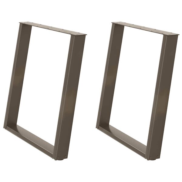 vidaXL P&eacute;s para mesa de jantar em formato de U, 2 pe&ccedil;as, a&ccedil;o natural, 80x(72-73) cm, a&ccedil;o