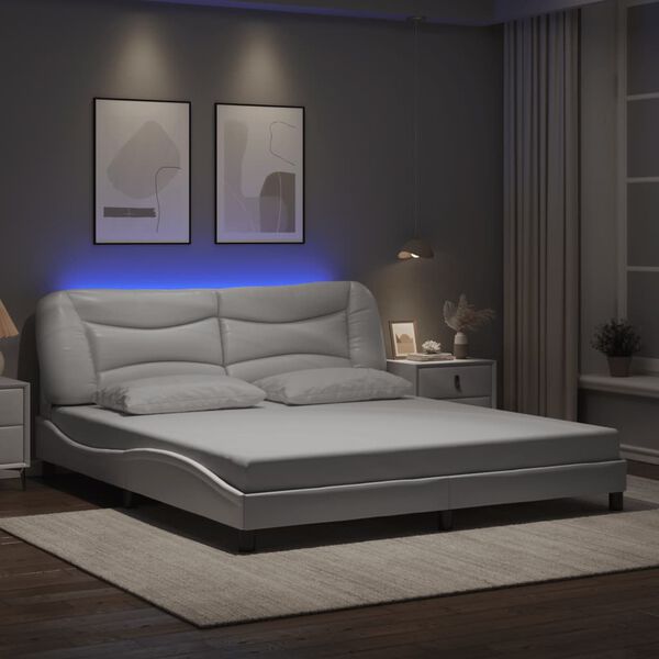 vidaXL Estrutura de cama com LED sem colch&atilde;o Hvar 180x200 cm branco