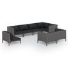 vidaXL 8 pcs conj. lounge jardim c/ almofad&otilde;es vime PE cinzento-escuro