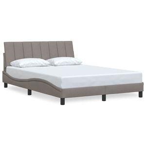 vidaXL Estrutura de cama sem colch&atilde;o Hanko 140x190 cm tecido castanho-acinzentado