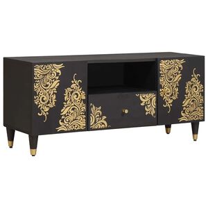vidaXL Gabinete para TV Preto 105 x 33 x 46 cm Madeira de manga maci&ccedil;a
