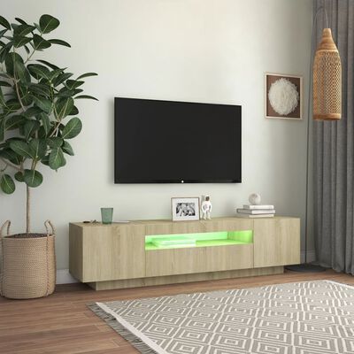 vidaXL Móvel de TV com luzes LED 160x35x40 cm carvalho sonoma