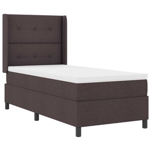 vidaXL Cama Box com colch&atilde;o Castanho escuro 90 x 190 cm tecido
