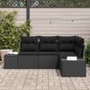 vidaXL Conjunto de Sof&aacute; de Jardim 4 pcs Preto vime PE