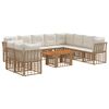 vidaXL Conjunto de Sof&aacute; de Jardim 11 unid. Natural e Branco Creme