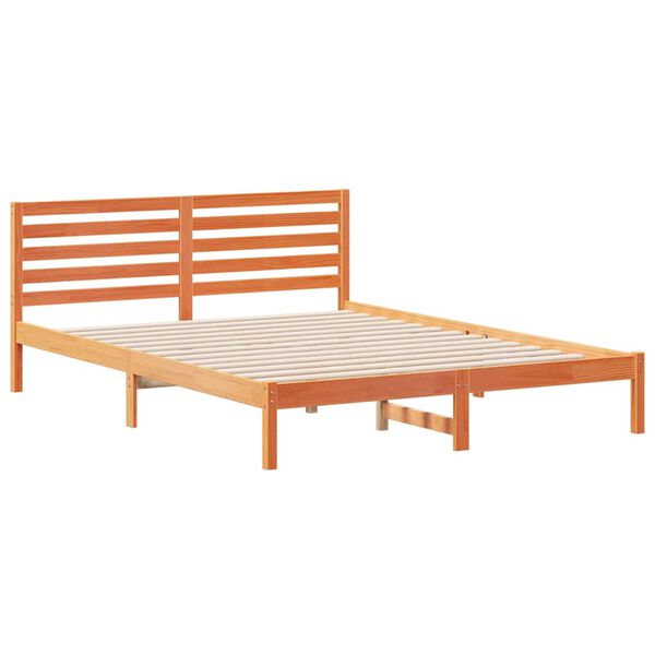 vidaXL Estrutura da Cama com cabeceira Marrom Cera 160 x 220 cm