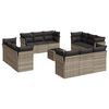 vidaXL 13 pcs conj. sof&aacute;s jardim c/ almofad&otilde;es vime PE cinzento-claro