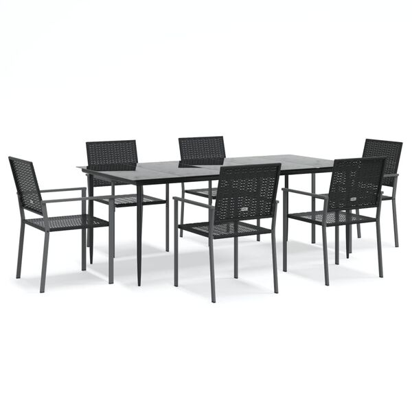 vidaXL 7 pcs conjunto de jantar p/ jardim vime PE e a&ccedil;o