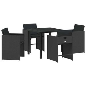 vidaXL Conjunto de Jantar para Jardim 5 pcs Preto vime PE