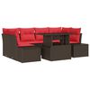vidaXL Conjunto de Sof&aacute;s com almofada 7 pcs Marrom e Vermelho vime PE