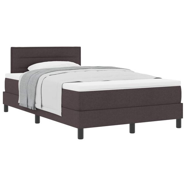 vidaXL Cama Box com colch&atilde;o Marrom Escuro 120 x 190 cm tecido