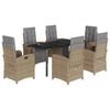 vidaXL 7 pcs conjunto de jantar p/ jardim com almofad&otilde;es vime PE bege