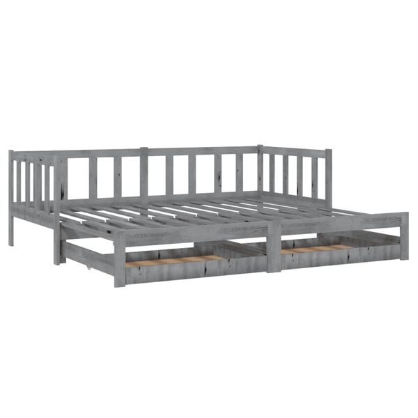 vidaXL Estrutura sof&aacute;-cama de puxar 2x(90x200) cm pinho maci&ccedil;o cinza