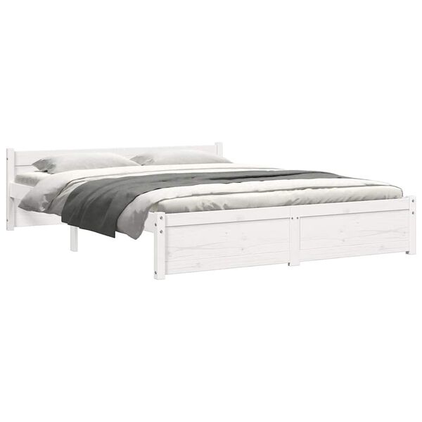 vidaXL Estrutura de cama 140x200 cm madeira maci&ccedil;a branco