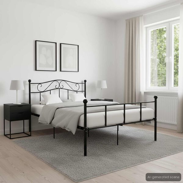 vidaXL Estrutura de cama em metal 140x200 cm preto