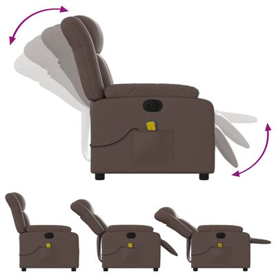 vidaXL Poltrona massagens reclinável elétrica couro artif. castanho