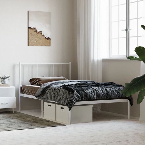 vidaXL Estrutura de cama com cabeceira 100x190 cm metal branco