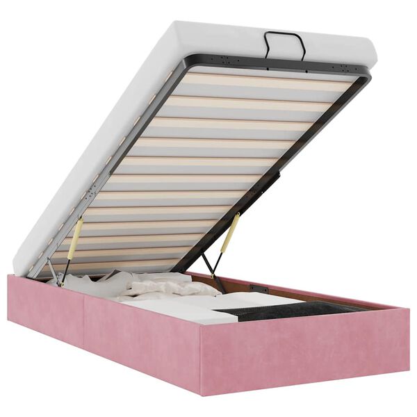 vidaXL Ottoman Bed Frame No Colch&atilde;o Rosa 80x200 cm Veludo