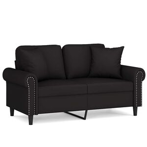 vidaXL Sof&aacute; 2 lugares c/ almofadas decorativas 120 cm veludo preto