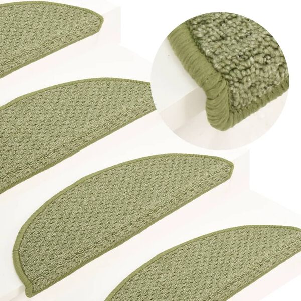vidaXL Tapete/carpete para degraus 15 pcs 65x21x4 cm verde