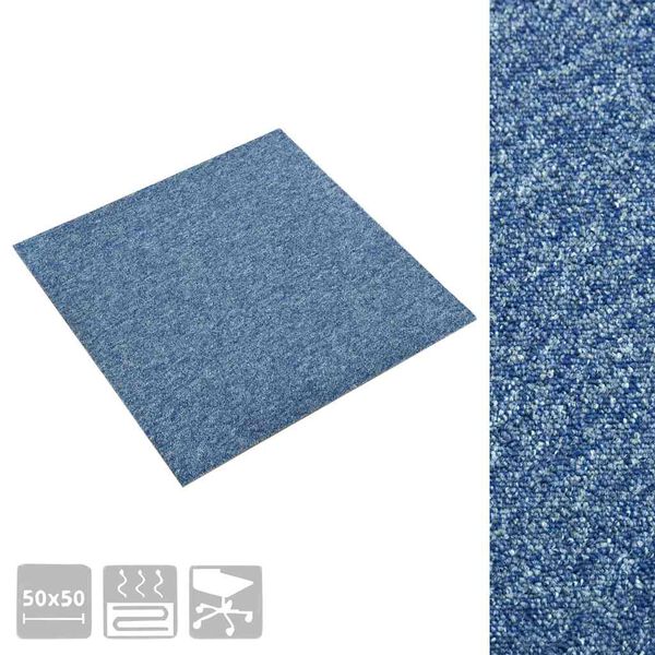 vidaXL Ladrilhos carpete para pisos 20 pcs 5 m&sup2; 50x50 cm azul