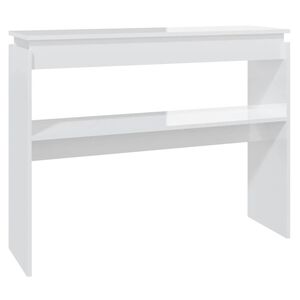 vidaXL Mesa consola 102x30x80 cm derivados madeira branco brilhante