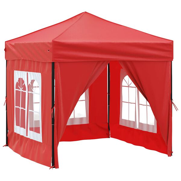 vidaXL Tenda para festas dobr&aacute;vel com paredes laterais 2x2 m vermelho
