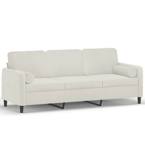 vidaXL Sof&aacute; 3 lugares c/ almofadas decorativas 180 cm veludo creme