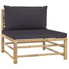 vidaXL 2 pcs conj. lounge jardim em bambu c/ almofadões cinza-escuro