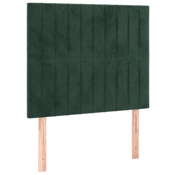 vidaXL Cabeceira de cama c/ LED veludo 90x5x118/128 cm verde-escuro