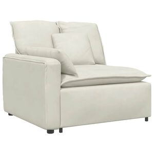 vidaXL M&oacute;dulo de extremidade de apoio de bra&ccedil;o para sof&aacute; modular com almofadas, cor creme, 100 cm