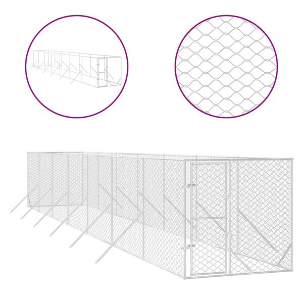 vidaXL Canil de exterior 2x14x2 m a&ccedil;o galvanizado prateado