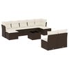 vidaXL 10 pcs conj. sof&aacute;s jardim com almofad&otilde;es vime PE castanho