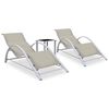 vidaXL Espregui&ccedil;adeiras com mesa 2 pcs alum&iacute;nio cor creme