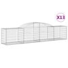 vidaXL Cestos gabi&atilde;o arqueados 13pcs 300x50x60/80 cm ferro galvanizado