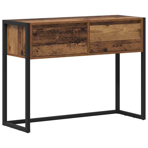 vidaXL Mesa de apoio com gaveta Madeira Antiga 100 x 36 x 75 cm