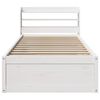 vidaXL Estrutura de cama com cabeceira 90x190 cm pinho maci&ccedil;o branco