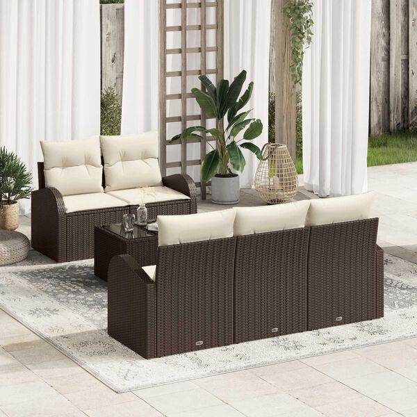 vidaXL Conjunto de Sof&aacute; de Jardim Castanho 55 x 55 x 37 cm vime PE