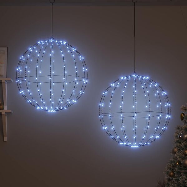 vidaXL Bola com 384 LEDs 2 pcs Branco frio 59,5 x 59,5 x 63 cm Metal