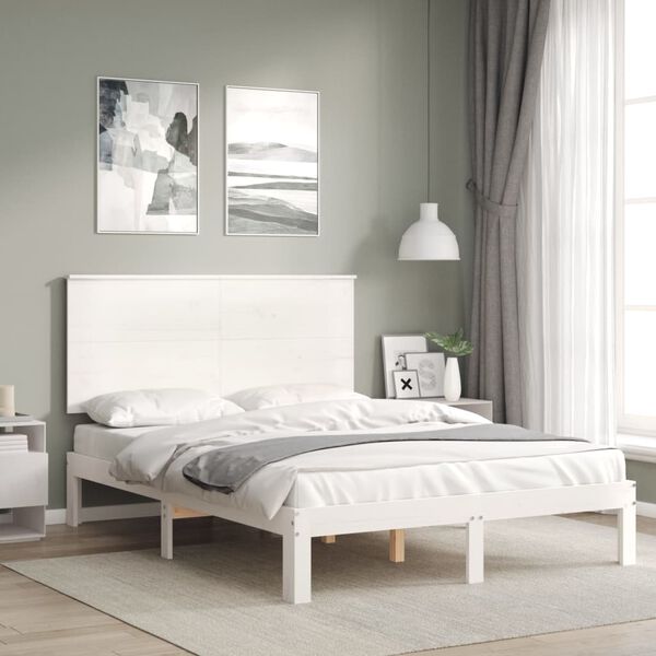 vidaXL Cama sem colchão 140x200 cm madeira de pinho maciça branco