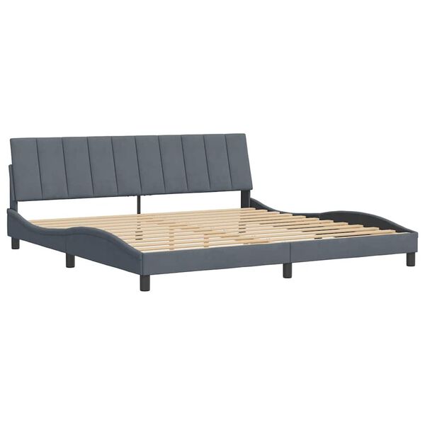 vidaXL Estrutura de cama sem colch&atilde;o Hanko 200x200 cm veludo cinzento-escuro