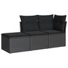 vidaXL 3 pcs conjunto sof&aacute;s de jardim com almofad&otilde;es vime PE preto