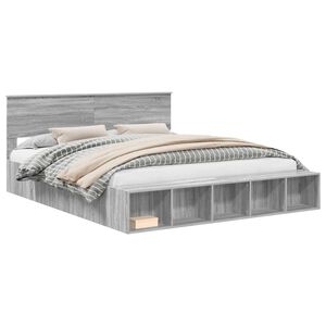 vidaXL Estrutura da Cama Cinza Sonoma 200 x 200 cm Madeira processada