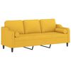vidaXL Sof&aacute; 3 lug. c/ almofadas/almofad&otilde;es 210 cm tecido amarelo-claro