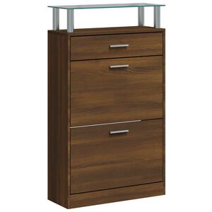 vidaXL Sapateira 63x24x104 cm derivados de madeira carvalho castanho