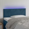 vidaXL Cabeceira de cama c/ luzes LED veludo 100x5x78/88cm azul-escuro