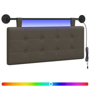 vidaXL Cabeceira suspensa Com luz LED Cinzento Couro Sint&eacute;tico